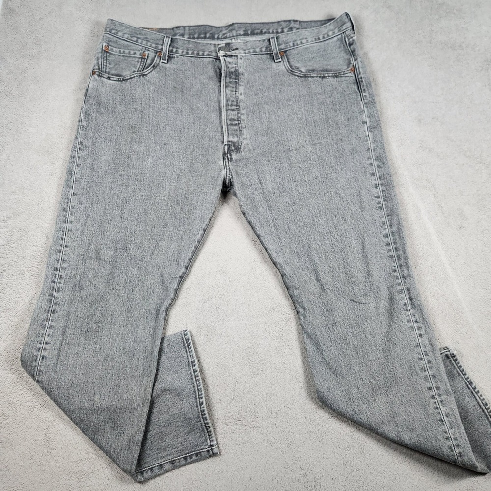 Levi's 501 Button Fly Jeans Mens 40x29 Grey Original Fit Stretch Denim Classic